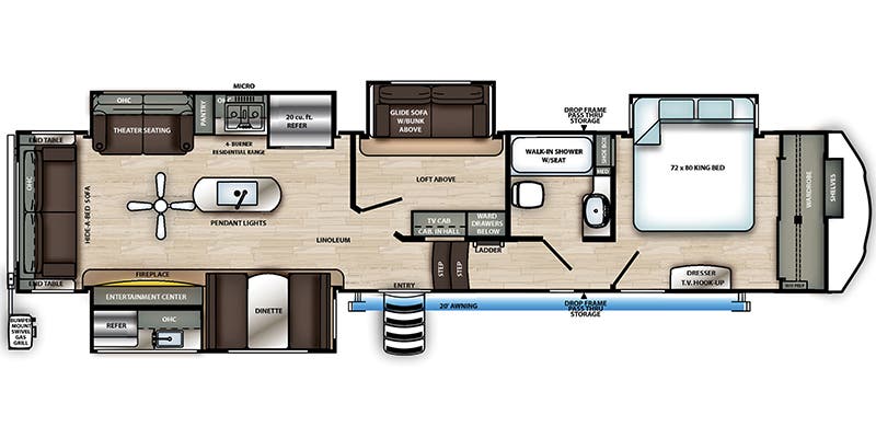 2020 Forest River Sandpiper 372LOK floorplan