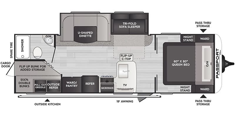 2024 Keystone Passport SL Series West 268BHWE - Floorplan 1