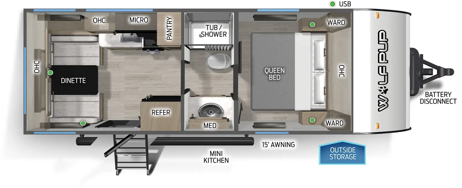 2027 Forest River Cherokee Wolf Pup 16CM - Floorplan 1