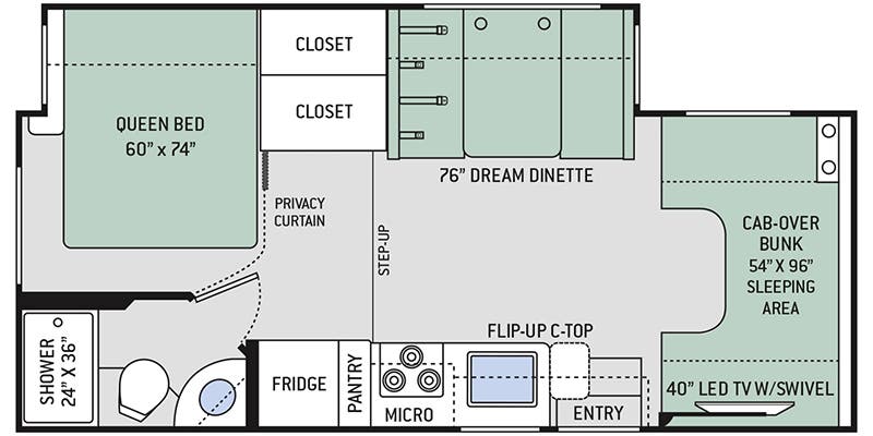 2019 Thor Motor Coach FREEDOM ELITE 24HE - Floorplan 1