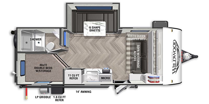 2021 Forest River Wildwood FSX 178BHSK - Floorplan 1
