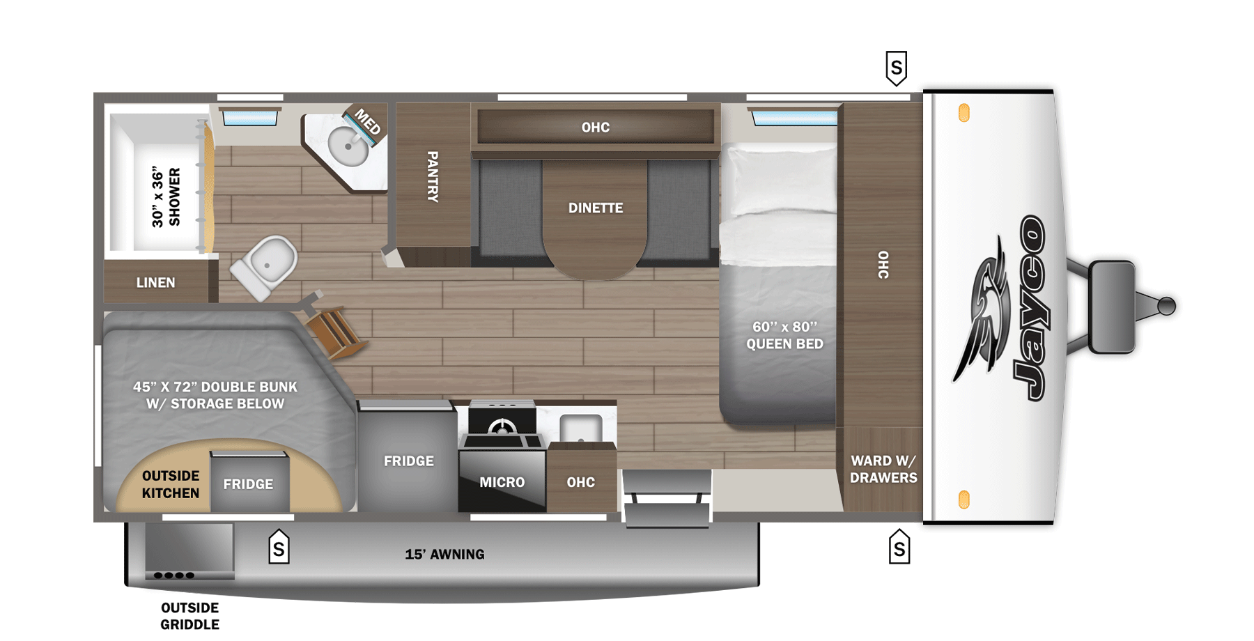 2026 Jayco Jay Feather Air 16DB - Floorplan 1